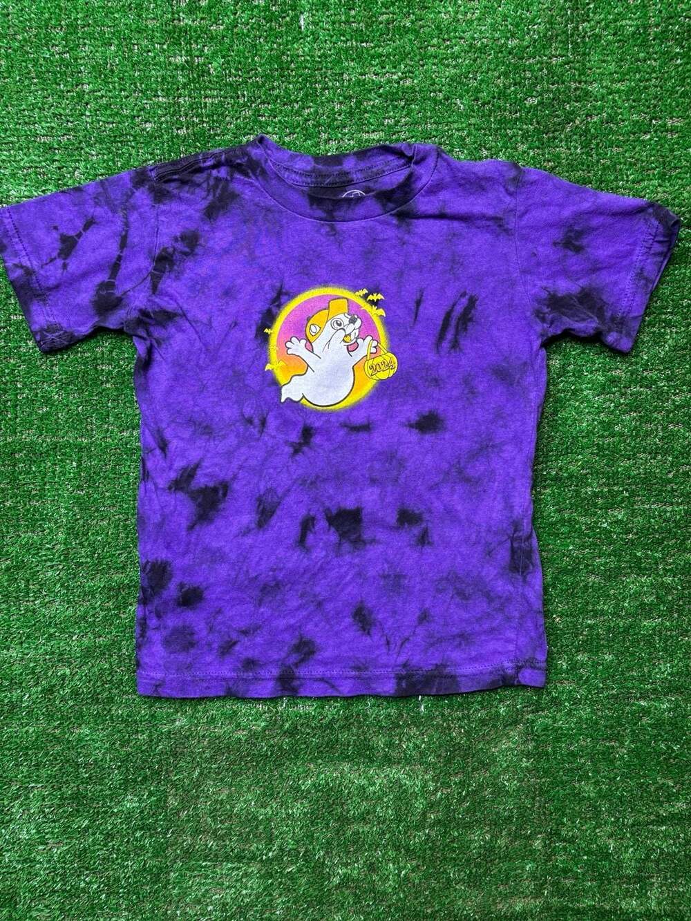 Buc-ee's 2024 Halloween Hey Boo Ghost Purple Tie-Dye T-Shirt Size 5T